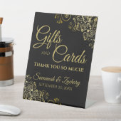 Huwelijkscadeaus & Kaarten Bedankt Lacy Gold op zw Reclamebord Met Voetstuk (Insitu)