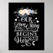 Huwelijkscadeaus | Ons liefdesverhaal begint hier Poster (Voorkant)