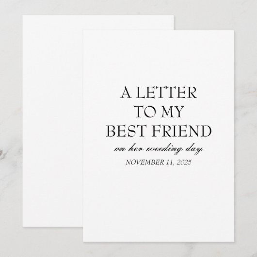 Huwelijkscadeaus Persoonlijk "Aan mijn beste vrien Bedankkaart (Voorkant / Achterkant)