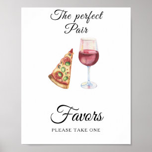 huwelijkscadeaus pizza en wijn poster