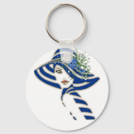 Huwelijkscadeaus van blauwe lentevloeren sleutelhanger