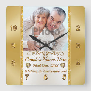 Huwelijkscadeaus voor tweede huwelijk of Jubileum Vierkante Klok
