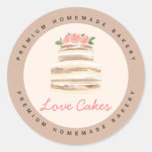 Huwelijkscake Bedrijfssticker met Eigen Naam Ronde Sticker (Voorkant)