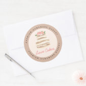 Huwelijkscake Bedrijfssticker met Eigen Naam Ronde Sticker (Envelop)
