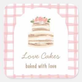 Huwelijkscake Bedrijfssticker met Eigen Naam Vierkante Sticker