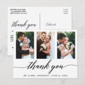 Huwelijkscalligrafie 3 Foto Bedankt Briefkaart (Voorkant / Achterkant)