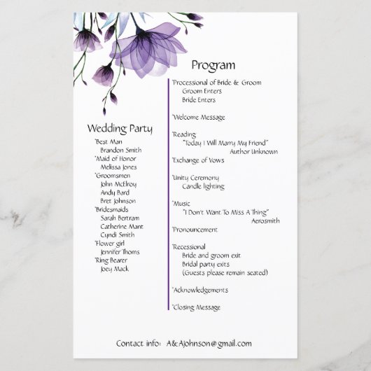 Huwelijksceremonie Dag van het Programma Foto & Bl (Achterkant)