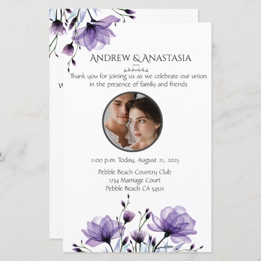 Huwelijksceremonie Dag van het Programma Foto & Bl (Voorkant / Achterkant)