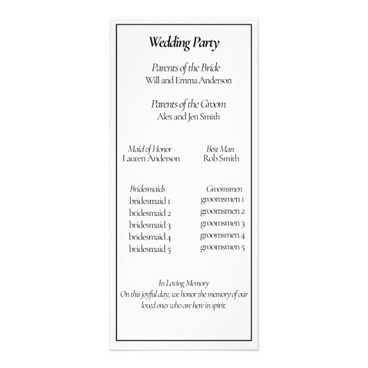 Huwelijksceremonie Kaart (Achterkant)