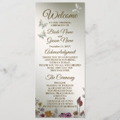 Huwelijksceremonie Kleurrijke Tuin Bloemen Rustiek Programmakaart (Voorkant)