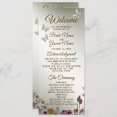 Huwelijksceremonie Kleurrijke Tuin Bloemen Rustiek Programmakaart (Voorkant / Achterkant)