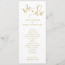 Huwelijksceremonie Modern Bounce Kalligrafie Goud Programmakaart