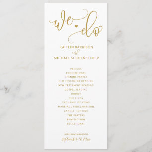 Huwelijksceremonie Modern Bounce Kalligrafie Goud Programmakaart