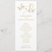 Huwelijksceremonie Modern Bounce Kalligrafie Goud Programmakaart (Voorkant)