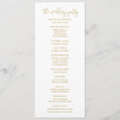 Huwelijksceremonie Modern Bounce Kalligrafie Goud Programmakaart (Achterkant)