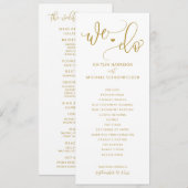 Huwelijksceremonie Modern Bounce Kalligrafie Goud Programmakaart (Voorkant / Achterkant)