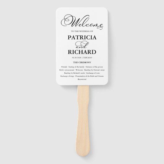 Huwelijksceremonie Orde van Service Elegant Progra Handwaaier (Voorkant)