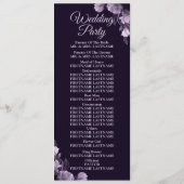 Huwelijksceremonie Paarse Bloemen Violet Elegant Programmakaart (Achterkant)