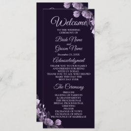 Huwelijksceremonie Paarse Bloemen Violet Elegant Programmakaart