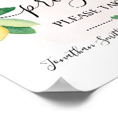 Huwelijksceremonie Programma Citroenen Roze Bord Poster (Hoek)