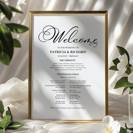 Huwelijksceremonie Programma Elegante Calligrafie Poster