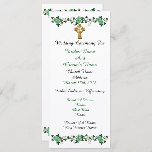 Huwelijksceremonie programma Iers thema Programmakaart (Voorkant / Achterkant)