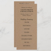 Huwelijksceremonie programma | kraftpapier programmakaart (Voorkant / Achterkant)