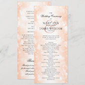 Huwelijksceremonie Programma Roos Gold Shimmer Lig Programmakaart (Voorkant / Achterkant)