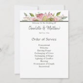 Huwelijksceremonie Programma Waterverf Roze Rozen (Voorkant)