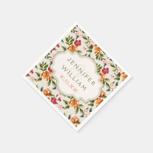 Huwelijksceremonie Receptie Elegante Vintage Bloem Servetten (Hoek)