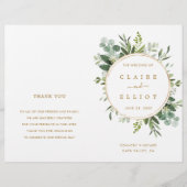 Huwelijksceremonieprogramma met botanisch goud gro (Voorkant)