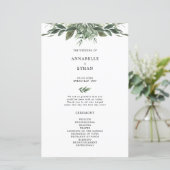 Huwelijksceremonieprogramma met loofblad (Staand voorkant)