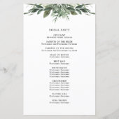 Huwelijksceremonieprogramma met loofblad (Achterkant)