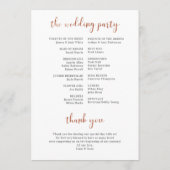 Huwelijksceremonieprogramma met roosgouden groenel programmakaart (Achterkant)