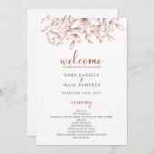 Huwelijksceremonieprogramma met roosgouden groenel programmakaart (Voorkant / Achterkant)