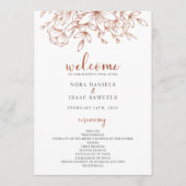 Huwelijksceremonieprogramma met roosgouden groenel programmakaart (Voorkant)