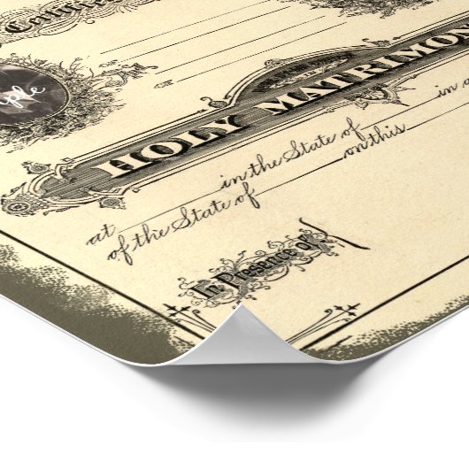  huwelijkscertificaat met fotokaders poster (Hoek)