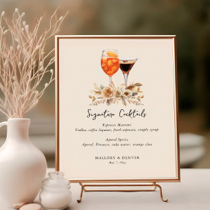 Huwelijkscocktails en Bloemen Neutraal Huwelijk Poster