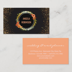 huwelijksconsultant Chic Floral Gold Glitter Visitekaartje