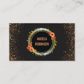 huwelijksconsultant | Chic Floral Gold Glitter Visitekaartje (Voorkant)