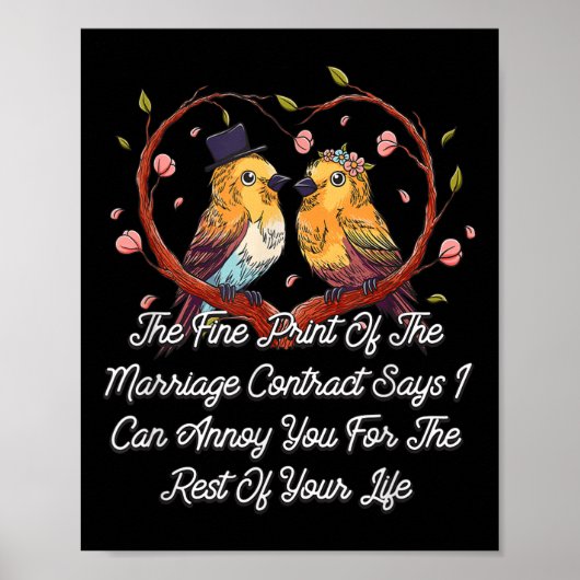 Huwelijkscontract Grappig Afdrukken Trouwen Poster (Voorkant)