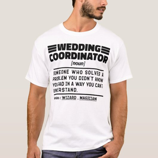 Huwelijkscoördinator zelfstandig bruidsconsulent g t-shirt (Voorkant)