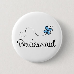  huwelijksdag Bridesmaid Blue Button