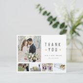 Huwelijksdag Custom Fotocollage Dank u kaart (Staand voorkant)