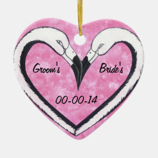 huwelijksdag flamingo Kiss hart Keramisch Ornament
