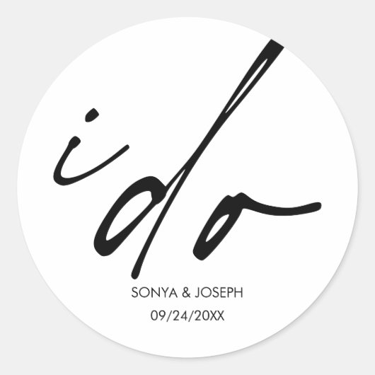 Huwelijksdag minimaal eenvoudig ronde sticker (Voorkant)