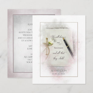 huwelijksdagboek met fontein pen en madeliefje kaart