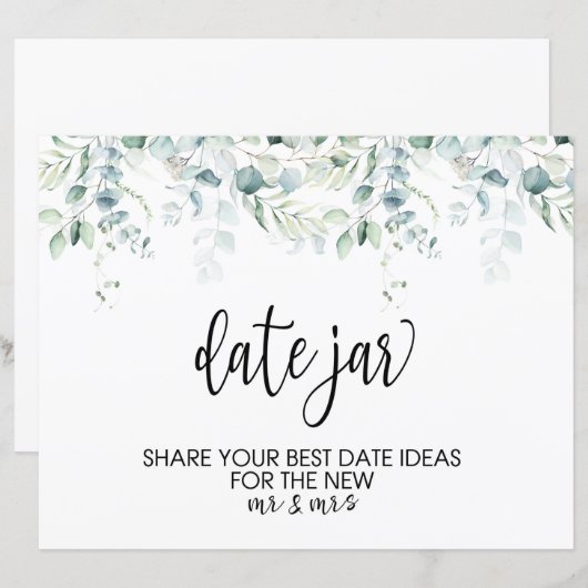 huwelijksdatum jar Sign - Eucalyptus Weddenschap (Voorkant / Achterkant)