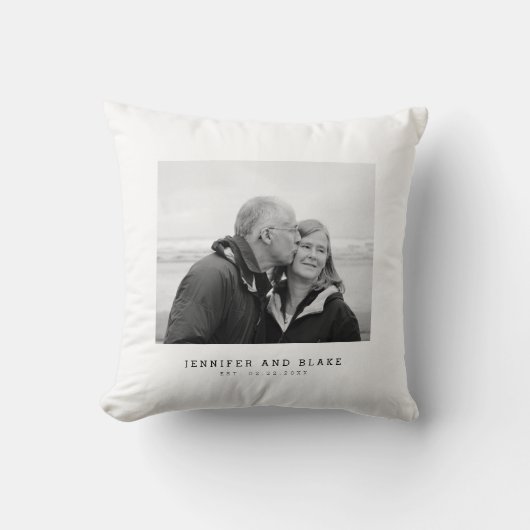 Huwelijksdatum Koppel Foto Jubileum Kussen (Voorkant)