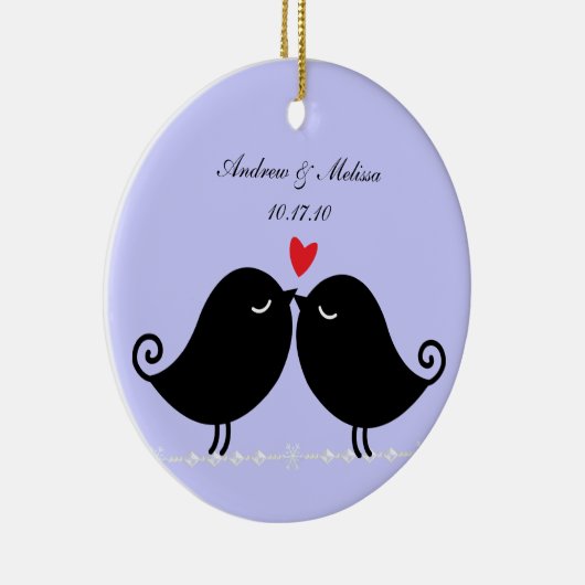 huwelijksdatum; Ons eerste kerstfeest Keramisch Ornament (Rechts)